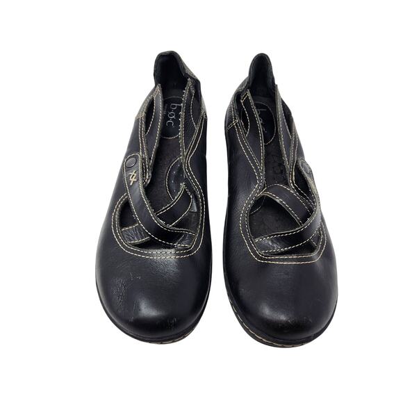 Boc Born Concept Black Leather Strappy Slip On Flats Mary Jane Shoes Size 7.5M - Picture 4 of 8